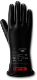 Ansell Size 9 Black ActivArmr® Latex Rubber Class 0 Linesmen Gloves