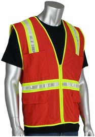 Protective Industrial Products Small Red PIP® Polyester/Mesh and Solid Vest