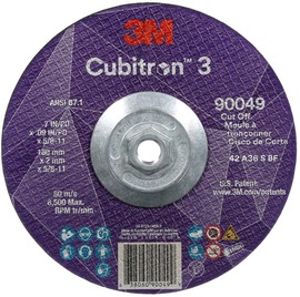 3M™ 7" X .09" X 5/8" - 11 Cubitron™ 3 36+ Grit Ceramic Grain Type 27 Depressed Center Cut Off Wheel