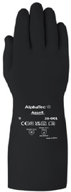 Ansell Size 8 Black Alphatec® 38001PP 14 mil Butyl Polymer Chemical Resistant Gloves