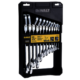 DEWALT® Silver Chrome Flex Head Ratcheting 12-Piece Wrench Set