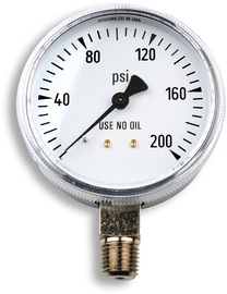 Miller® 2.5" Chrome Plated Brass 200 psi Pressure Gauge