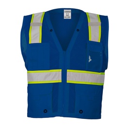 Kishigo 2X - 3X Blue Polyester Enhanced Visibility Multi-Pocket Vest