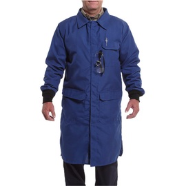 National Safety Apparel® Medium Royal Blue Aramid Blend/Nomex® Chemical/Flame Resistant Lab Coat With Snap Front Closure