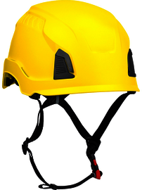 Protective Industrial Products Yellow Rocky™ ABS/Polycarbonate Non-Vented Cap Style Climbing Helmet With Wheel Ratchet/4 Point Nylon Webbing Cradle Suspension And MIPS Technology