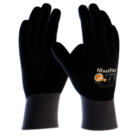 Protective Industrial Products 2X-Small MaxiFlex® Ultimate™ 15 Gauge Black Nitrile Full Hand Coated Work Gloves With Gray Nylon And Elastane Liner And Knit Wrist