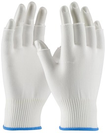 Protective Industrial Products Large White CleanTeam® Medium Weight Nylon Inspection Gloves With Knit Wrist Cuff