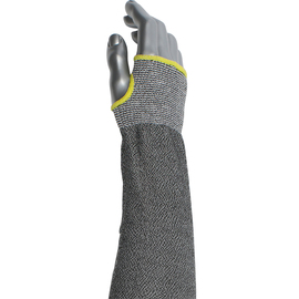 RADNOR™ 18" Long Gray Kut Gard® ATA® Technology HPPE Fiber Cut A4 ANSI Level Cut Resistant Sleeve With Thumb Hole