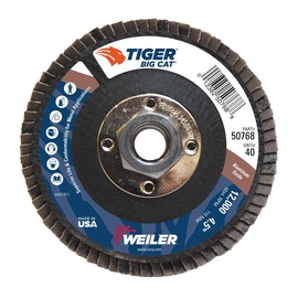 Weiler® Tiger® Big Cat 4 1/2" X 5/8" - 11 40 Grit Type 27 Flap Disc