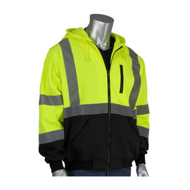 Protective Industrial Products Medium Hi-Viz Yellow And Black Fleece/Polyester Sweatshirt