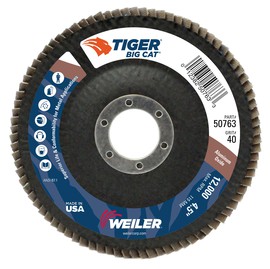 Weiler® Tiger® Big Cat 4 1/2" X 7/8" 40 Grit Type 27 Flap Disc