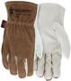 MCR Safety Small Brown And White Grain Leather Palm Split Back Cowhide Unlined Drivers Gloves