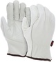 MCR Safety Large White Select Grade Grain Double Palm Cowhide Unlined Drivers Gloves