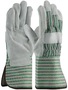Protective Industrial Products Large Green Cowhide Palm Gloves With Cotton Back And Rubberized Gauntlet Cuff