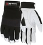 Memphis Glove Large Black And White MCR Safety Goatskin Full Finger Mechanics Gloves With Hook and Loop Cuff