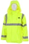 MCR Safety Large Flourescent Yellow/Green Big Jake II PVC / Meta-Armid Flame Resistant Rain Jacket With Attached Hood (HRC2 / CAT2 ARC Rating)