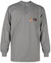 Comeaux Small Gray FRKnitex/100% Cotton Long Sleeve Flame Resistant Henley With Three Button Placket Front Closure
