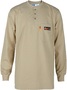 Comeaux Small Khaki FRKnitex/100% Cotton Long Sleeve Flame Resistant Henley With Three Button Placket Front Closure