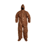 DuPont™ 4X Tan Tychem® 5000 18 mil Chemical Protective Coveralls (With Respirator Fitting Hood, Elastic Wrists And Attached Socks)