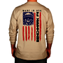 Benchmark FR® Small Beige Second Gen Jersey Cotton Flame Resistant T-Shirt With Skull Flag Graphic