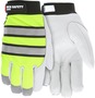 MCR Safety Large Hi-Viz Yellow And White Goatskin Thermosock Lined Cold Weather Gloves