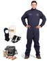 OEL 5XL Blue Cotton Blend Premium Indura Flame Resistant Coverall With Non-Metallic Zipper Hook and Loop Closure