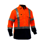 Protective Industrial Products X-Large Hi-Vis Orange Bisley® X Airflow™ Lightweight Ripstop Cotton/Polyester Long Sleeve Shirt With Two Chest Pockets And Adjustable Sleeve Cuff
