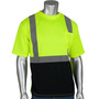 RADNOR™ Large Hi-Viz Yellow Mesh/Polyester Short Sleeve T-Shirt with 50+ UPF Sun Protection and Black Bottom Front Hi-Visibility Vest