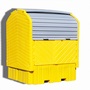 UltraTech 64 1/2" X 62" X 96" Ultra-IBC Hard Top Yellow Polyethylene Spill Pallet With Drain