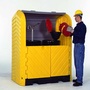 UltraTech 67 1/4" X 41 1/4" X 74" Ultra-Hard Top P2 Plus® Yellow Polyethylene Spill Pallet With Drain