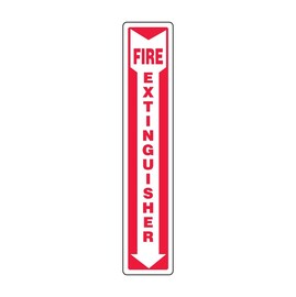 Accuform Signs® 18" X 4" White/Red Adhesive Vinyl Safety Sign "FIRE EXTINGUISHER"