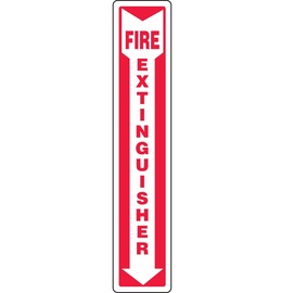 Accuform Signs® 12" X 4" White/Red Adhesive Dura-Vinyl™ Safety Sign "FIRE EXTINGUISHER"