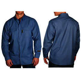 Benchmark FR® Medium Light Blue Silver Bullet FR Viscose Aramid Nylon Antistat Flame Resistant Premium Work Shirt With Button Front Closure