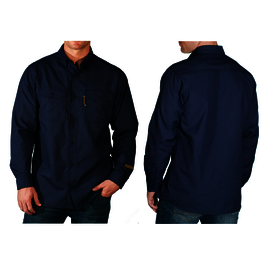 Benchmark FR® Large Navy Silver Bullet FR Viscose Aramid Nylon Antistat Flame Resistant Premium Work Shirt With Button Front Closure