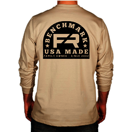 Benchmark FR® X-Large Tall Beige Second Gen Jersey Cotton Flame Resistant T-Shirt With Wood Stamp Graphic