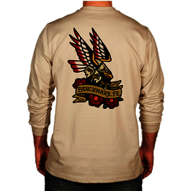 Benchmark FR® 4X Beige Second Gen Jersey Cotton Flame Resistant T-Shirt With Eagle Tattoo Graphic