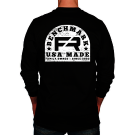 Benchmark FR® 2X Tall Black Benchmark 3.0 Cotton Flame Resistant T-Shirt With Wood Stamp Graphic