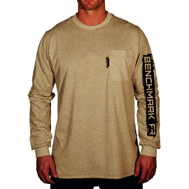 Benchmark FR® Large Beige Second Gen Jersey Cotton Flame Resistant T-Shirt With Road Stripe Graphic