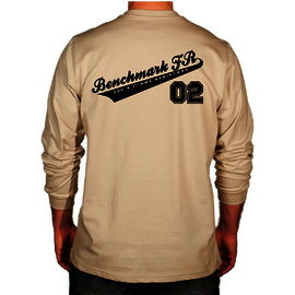 Benchmark FR® Large Beige Second Gen Jersey Cotton Flame Resistant T-Shirt With Team Benchmark Graphic