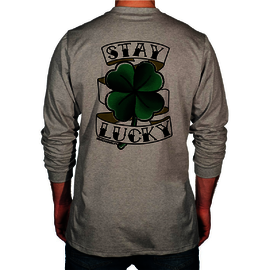 Benchmark FR® 2X Tall Light Gray Second Gen Jersey Cotton Flame Resistant T-Shirt With Stay Lucky Graphic