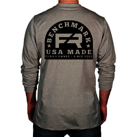 Benchmark FR® 5X Light Gray Second Gen Jersey Cotton Flame Resistant T-Shirt With Wood Stamp Graphic