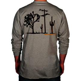 Benchmark FR® Large Light Gray Second Gen Jersey Cotton Flame Resistant T-Shirt With Cactus Print