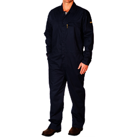 Benchmark FR® Small Navy Benchmark 2.0 Cotton Flame Resistant Coverall With Zipper and Snaps Closure