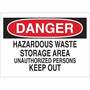 Brady® 10" X 14" X .06" White, Black And Red Rigid Polystyrene Danger Sign "HAZARDOUS WASTE STORAGE AREA UNAUTHORIZED PERSONS KEEP OUT"