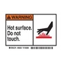Brady® 3 1/2" X 5" Black/Orange/Red/White Permanent Acrylic Polyester Label (5 Per Pack) "HOT SURFACE DO NOT TOUCH."