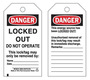 Brady® 5 3/4" X 3" Black/Red/White Rigid Polyester Tag (25 Per Pack) "LOCKED OUT DO NOT OPERATE This lock/tag may only be removed by___Name____Date_______"