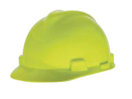 MSA Yellow V-Gard® Polyethylene Cap Style Hard Hat With Ratchet/4 Point Ratchet Suspension