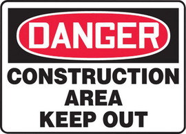 Accuform Signs® 10" X 14" Black/Red/White Aluminum Safety Sign "DANGER CONSTRUCTION AREA KEEP OUT"
