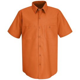 Bulwark Medium Orange Red Kap® 4.25 Ounce 65% Polyester/35% Cotton Short Sleeve Shirt With Button Closure