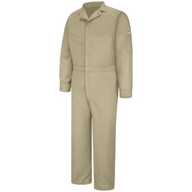 Bulwark® 54 Regular Khaki EXCEL FR® ComforTouch® Sateen/Cotton/Nylon Flame Resistant Coveralls With Zipper Front Closure